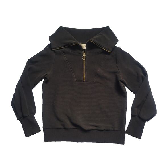 Varley Vine Half Zip Ribbed Oversized Sweatshirt Size XS Black Preppy Minimalist - Picture 1 of 8